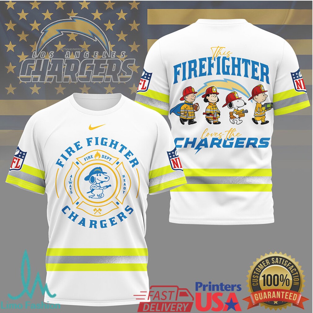 Los Angeles Chargers Firefighter Snoopy NFL Fire Dept T Shirt - Limotees LLC