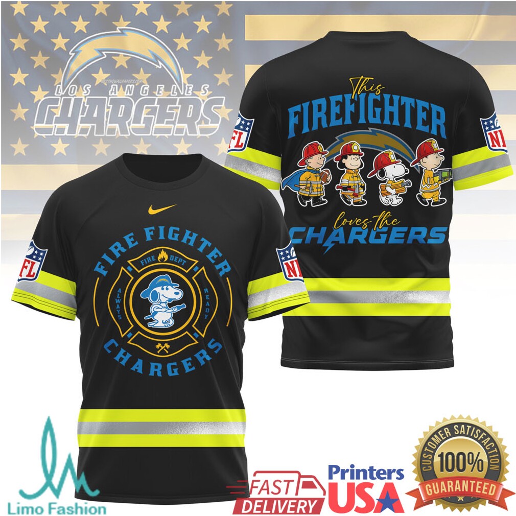 Los Angeles Chargers Firefighter Snoopy NFL Fire Dept T Shirt - Limotees LLC