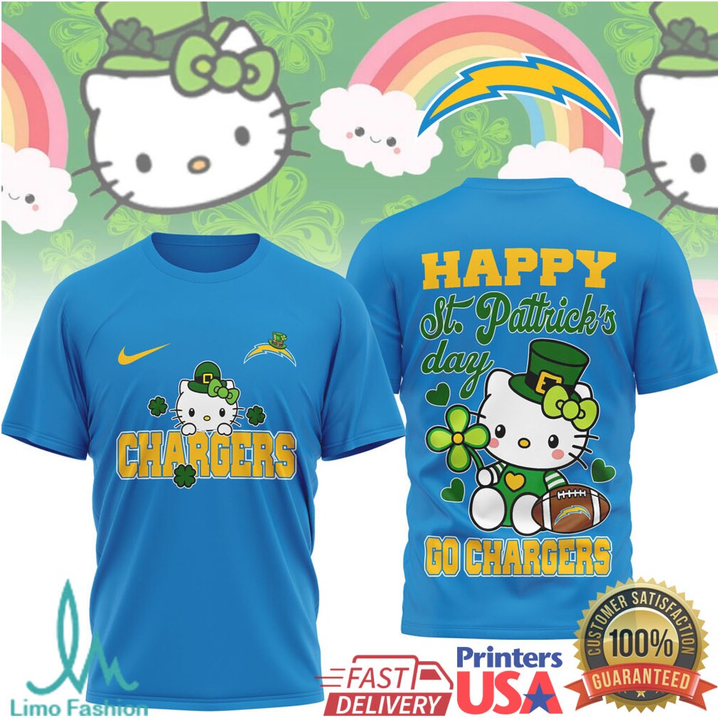 Los Angeles Chargers Hello Kitty St. Patrick's Day Football T Shirt - Limotees LLC