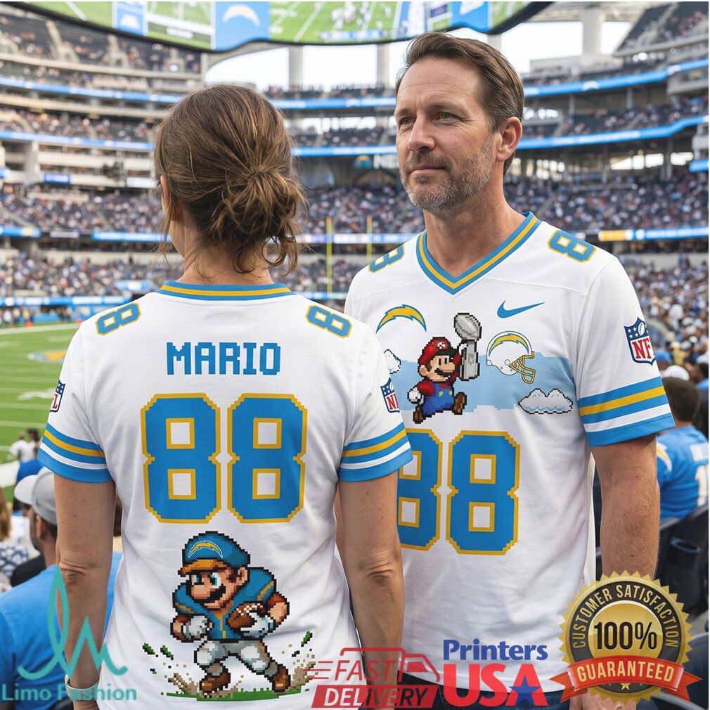 Los Angeles Chargers Mario Pixel Art Personalized NFL Football T Shirt - Limotees LLC