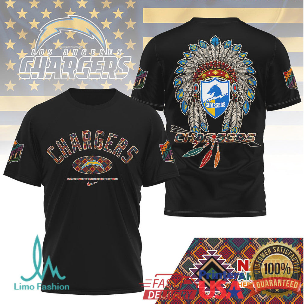 Los Angeles Chargers Native American Heritage Month Graphic T Shirt - Limotees LLC