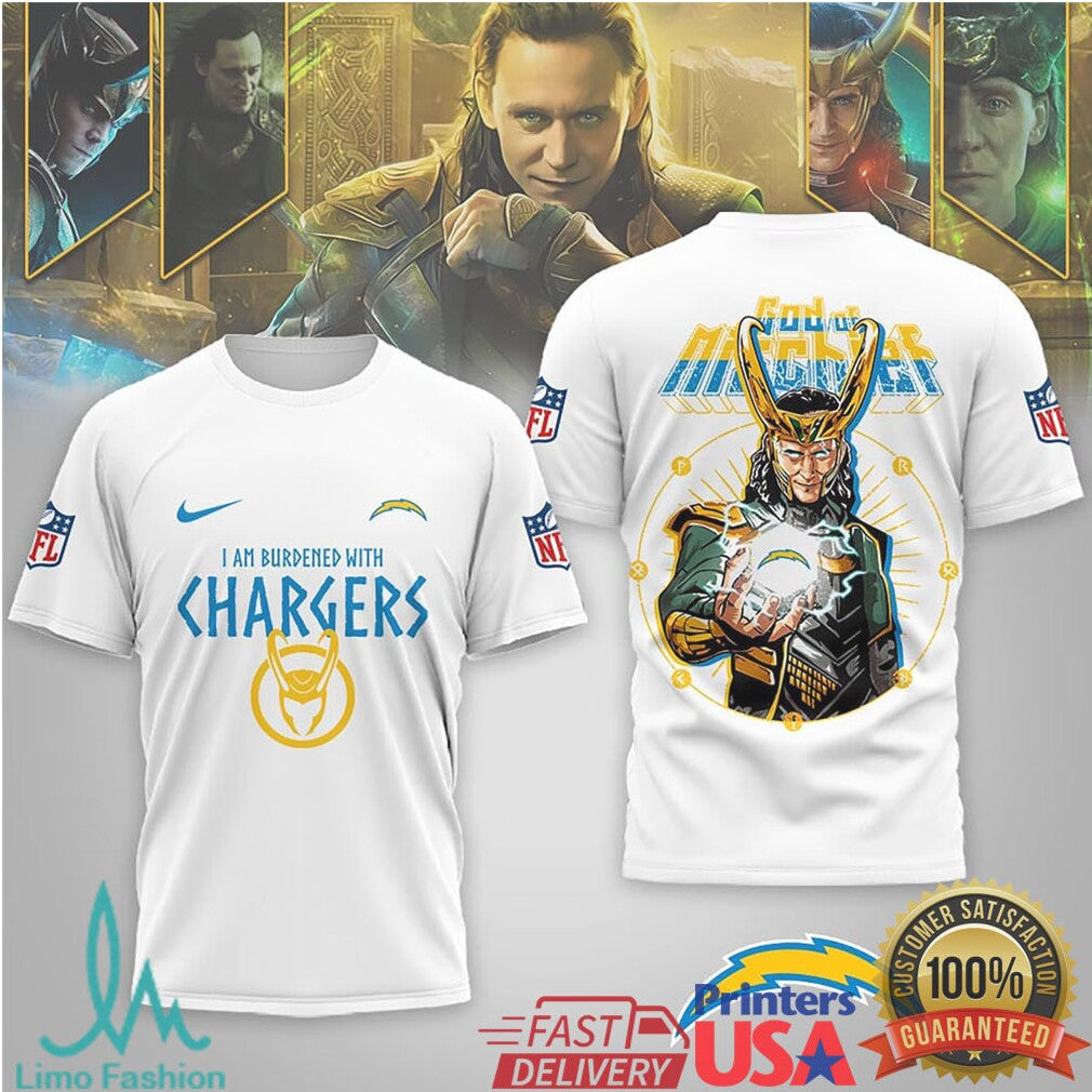 Los Angeles Chargers Official Loki NFL God Of Mischief 3D Shirt