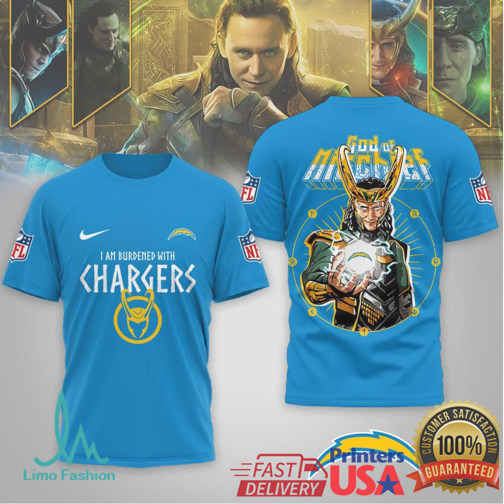 Los Angeles Chargers Official Loki NFL God Of Mischief 3D Shirt