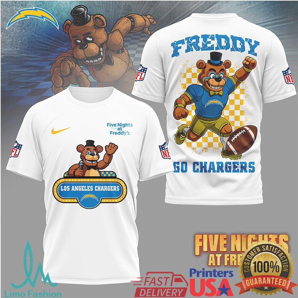 Los Angeles Chargers Official NFL Five Nights at Freddy's 3D Shirt - Limotees LLC