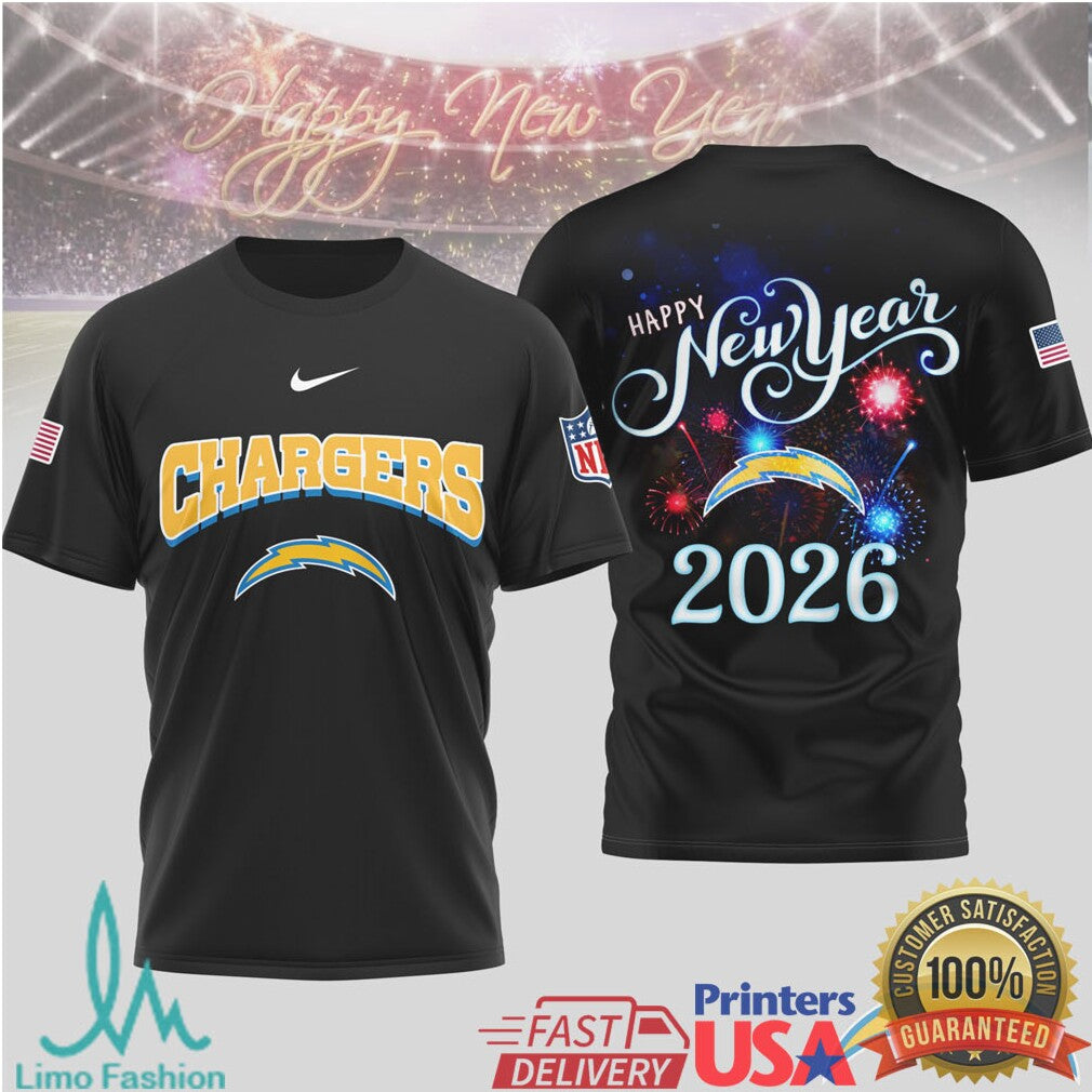 Los Angeles Chargers Official NFL Happy New Year 2026 3D Shirt - Limotees LLC