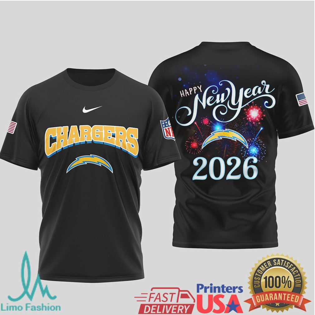 Los Angeles Chargers Official NFL Happy New Year 2026 3D Shirt - Limotees LLC