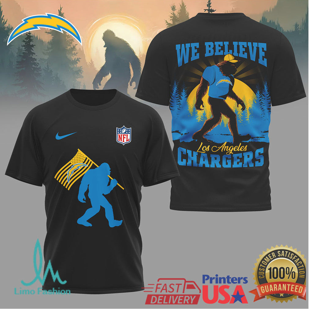 Los Angeles Chargers Sasquatch “We Believe” T Shirt - Limotees LLC