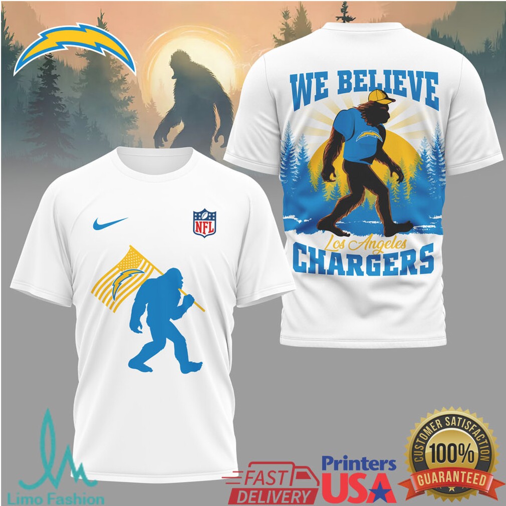 Los Angeles Chargers Sasquatch “We Believe” T Shirt - Limotees LLC