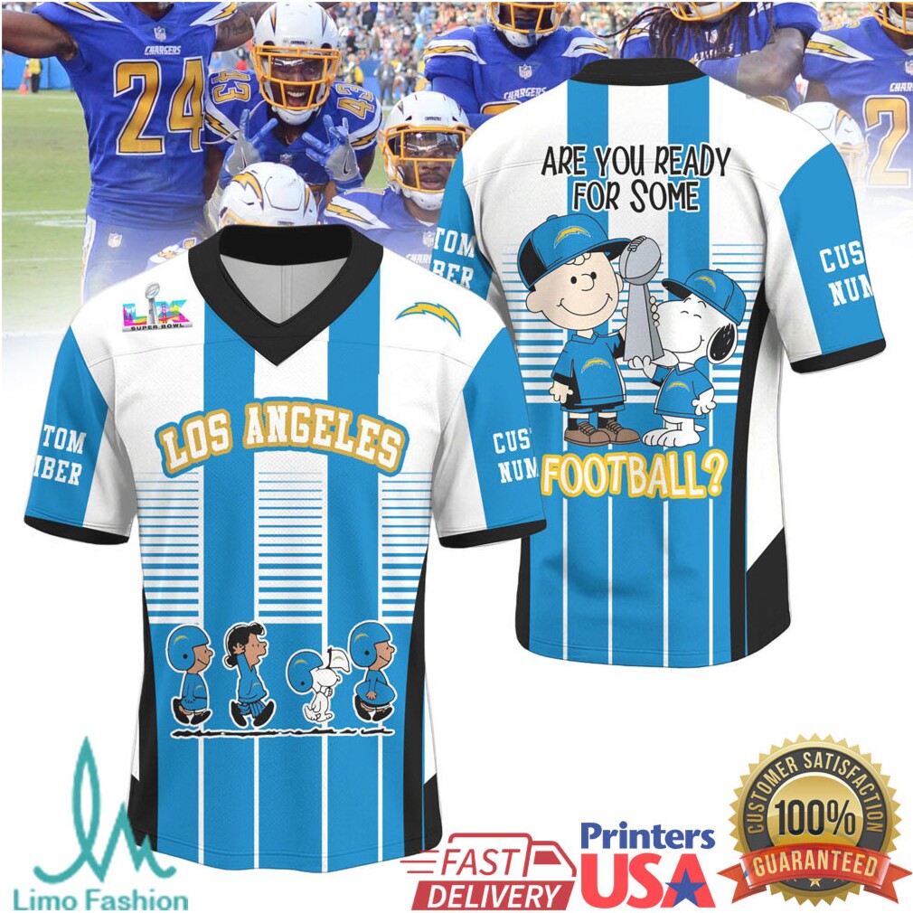 Los Angeles Chargers Snoopy Charlie Brown Nfl Football Jersey Shirt - Limotees LLC