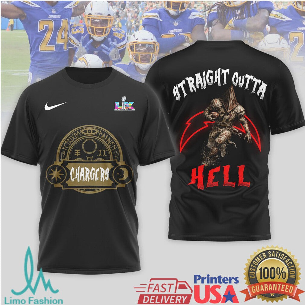 Los Angeles Chargers Straight Outta Hell Spooky NFL Apparel - Limotees LLC