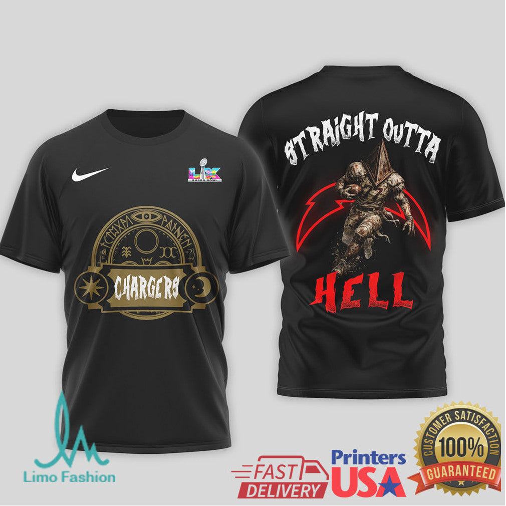 Los Angeles Chargers Straight Outta Hell Spooky NFL Apparel - Limotees LLC