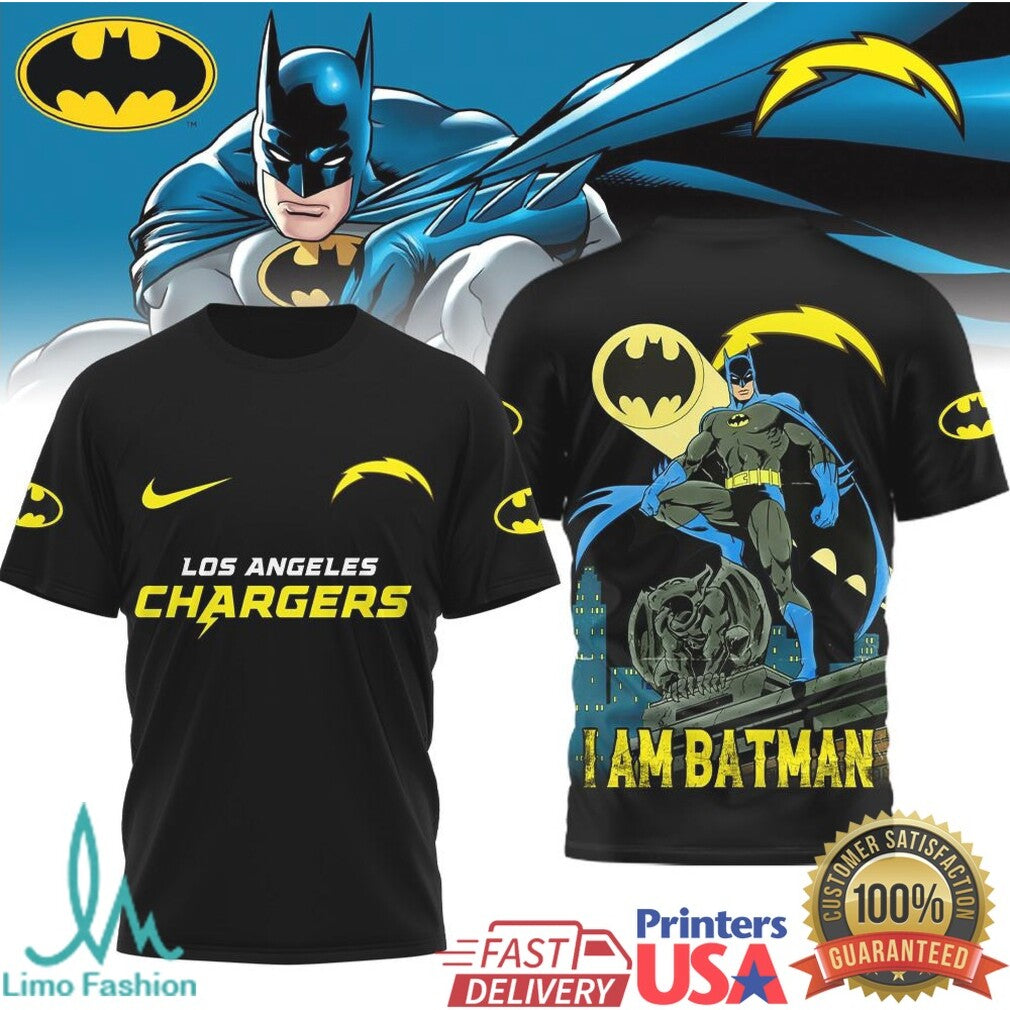 Los Angeles Chargers x Batman Mashup I Am Batman Graphic T Shirt - Limotees LLC