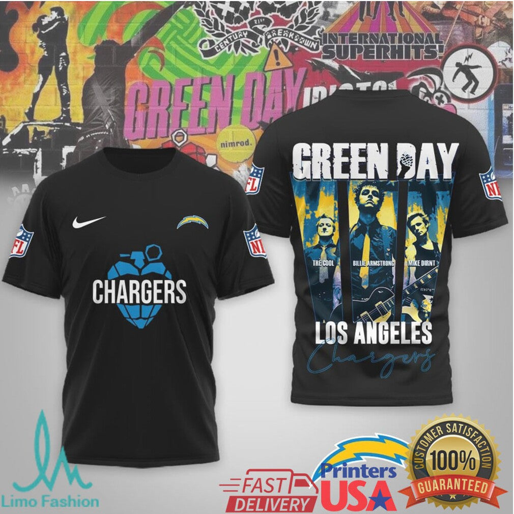 Los Angeles Chargers x Green Day Punk Rock NFL Fan T Shirt - Limotees LLC