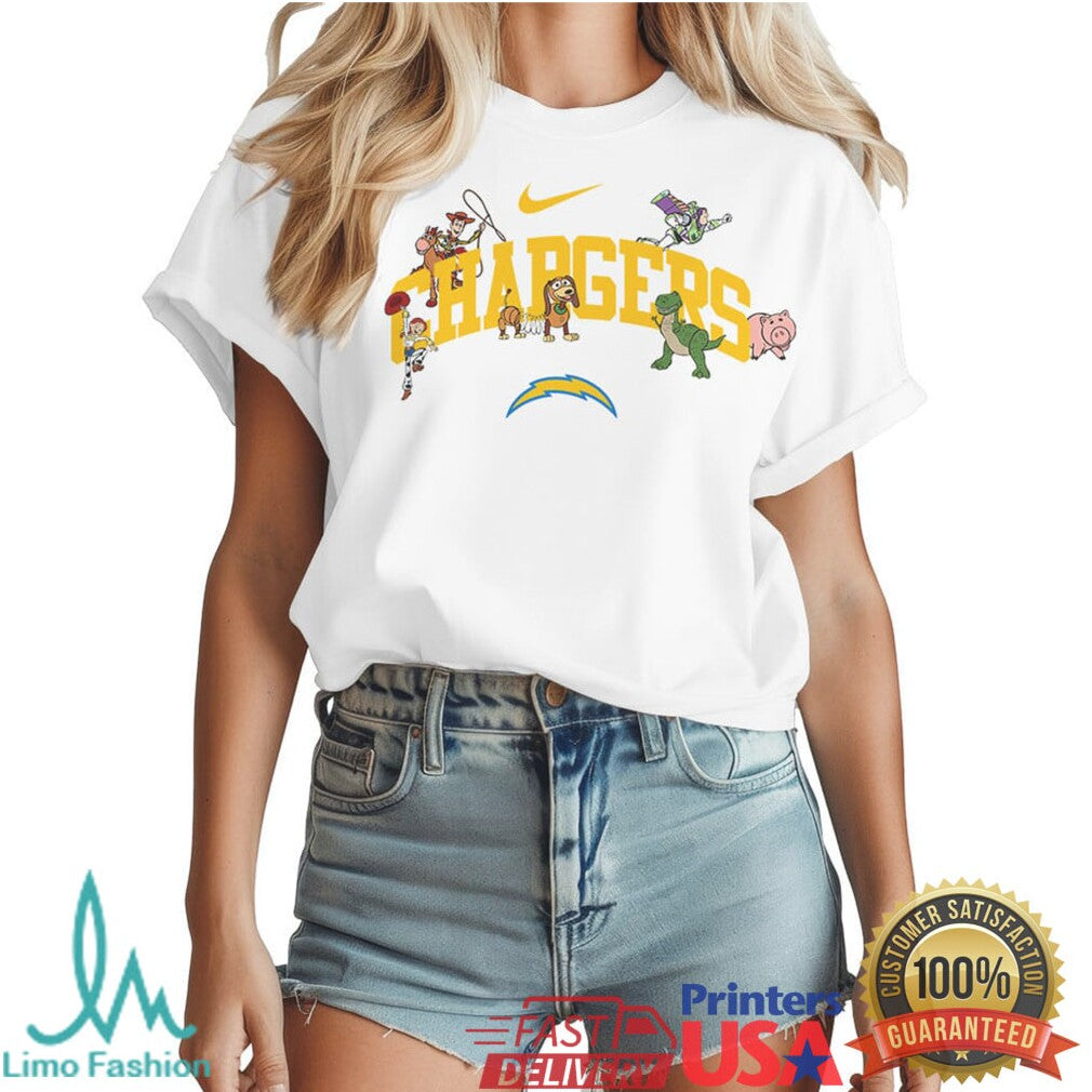 Los Angeles Chargers x Toy Story Lightning Bolt White T Shirt - Limotees LLC