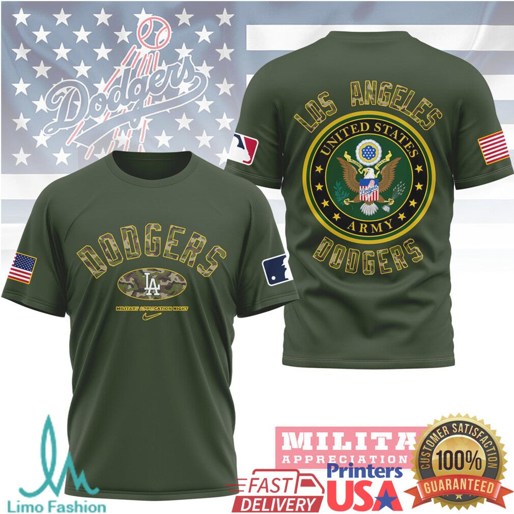 Los Angeles Dodgers MLB Military Appreciation Night Army Olive T Shirt