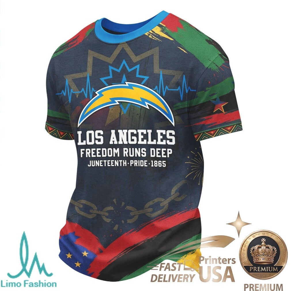 Los Angeles Football Juneteenth Freedom Runs Deep Graphic T Shirt - Limotees LLC