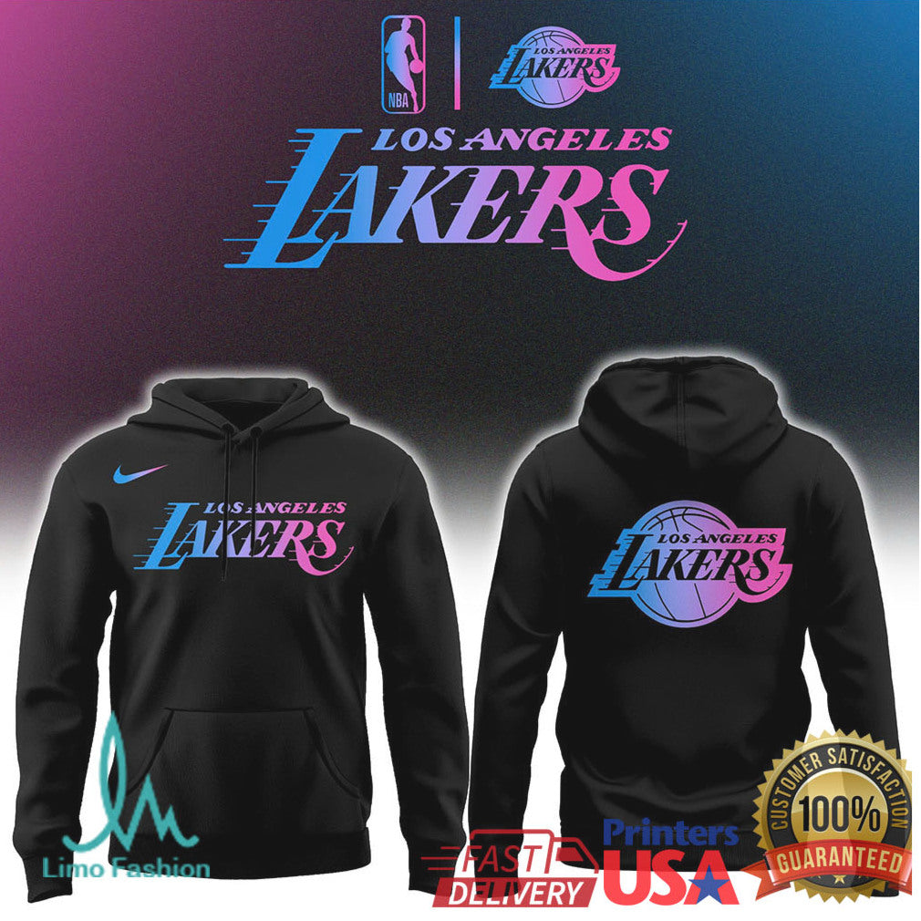 Los Angeles Lakers Retro Vaporwave Gradient NBA T Shirt - Limotees LLC