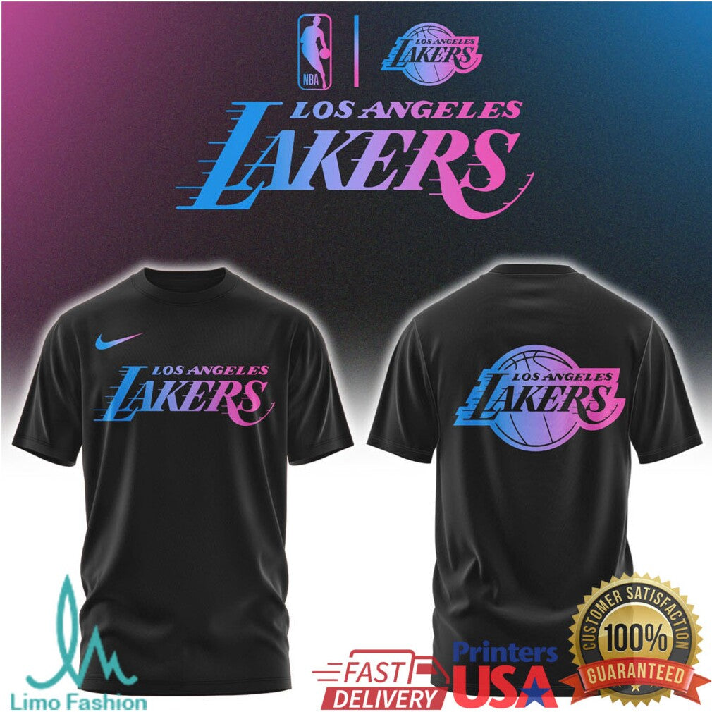 Los Angeles Lakers Retro Vaporwave Gradient NBA T Shirt - Limotees LLC