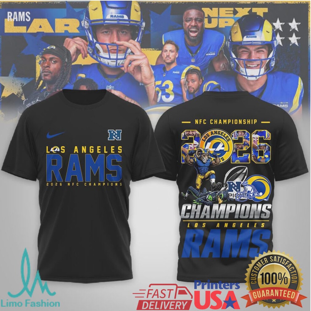Los Angeles Rams 2026 NFC Champions Victory Graphic T Shirt - Limotees LLC