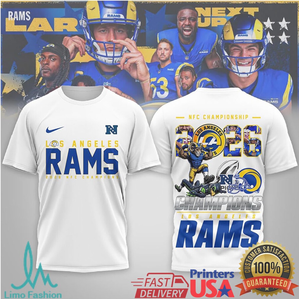 Los Angeles Rams 2026 NFC Champions Victory Graphic T Shirt - Limotees LLC