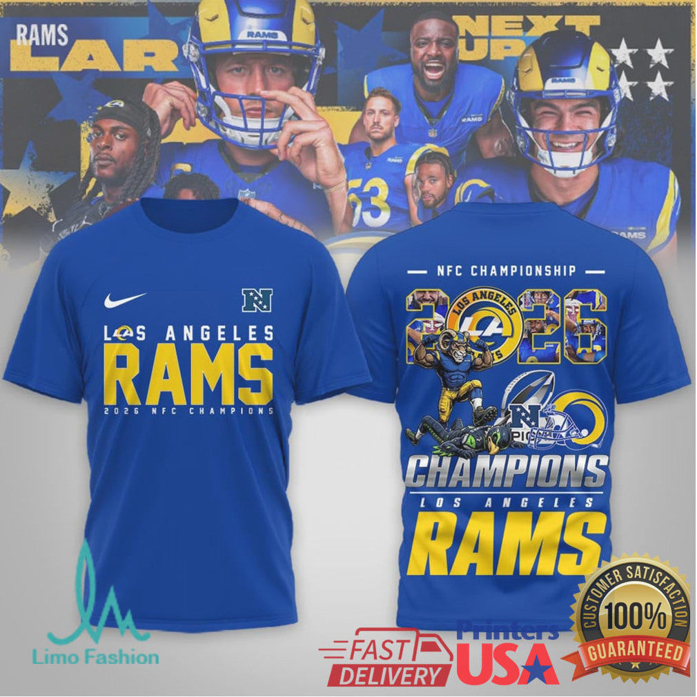 Los Angeles Rams 2026 NFC Champions Victory Graphic T Shirt - Limotees LLC