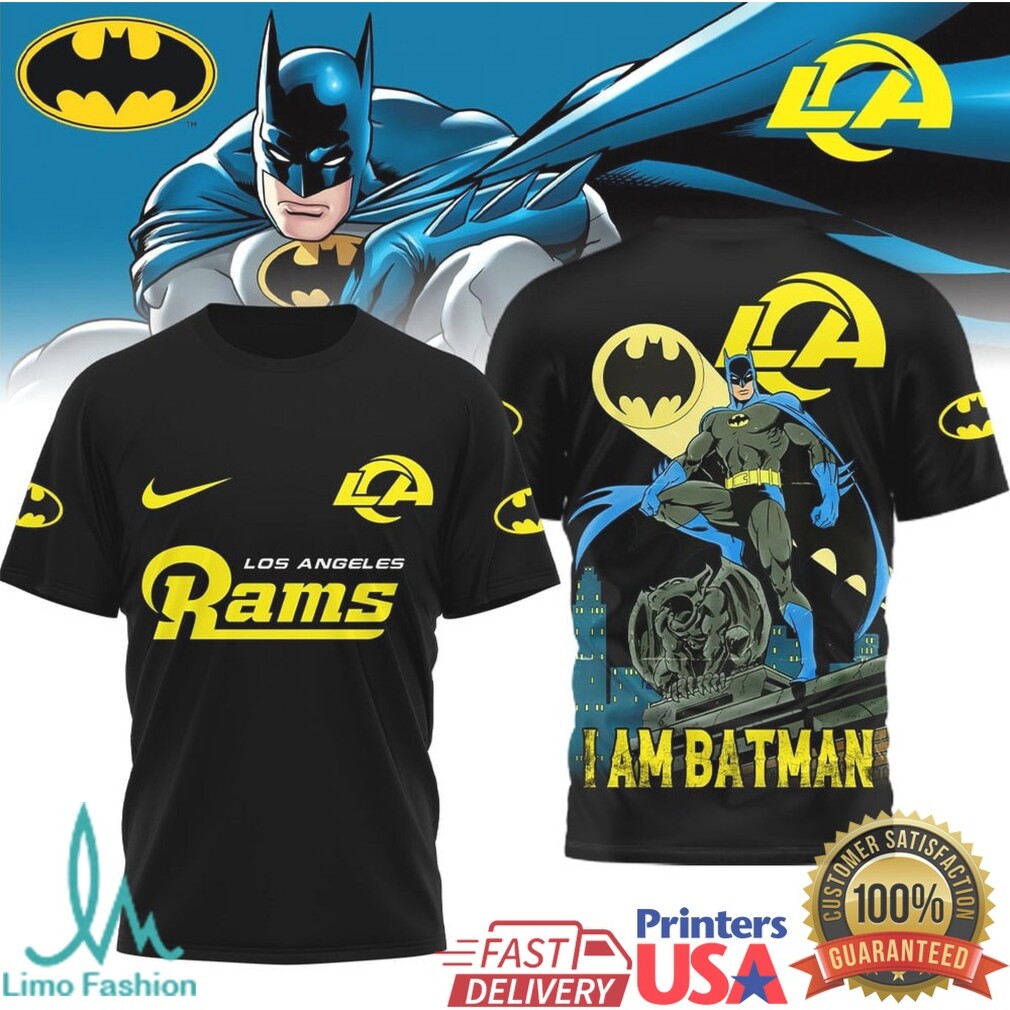 Los Angeles Rams Batman Gotham Style NFL Football Graphic T Shirt - Limotees LLC