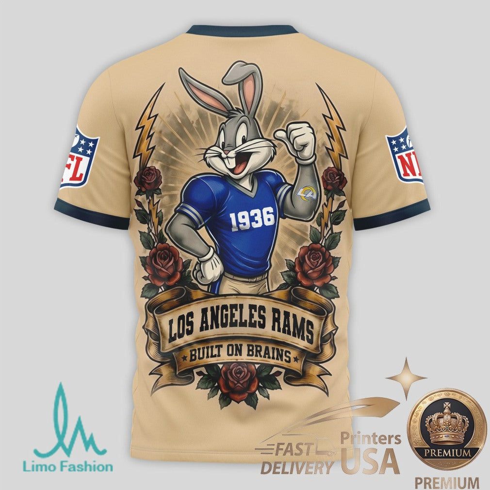 Los Angeles Rams Bugs Bunny Smart Heart Built On Brains T Shirt - Limotees LLC