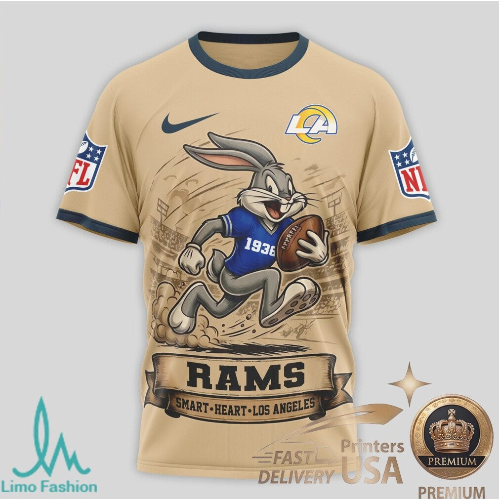 Los Angeles Rams Bugs Bunny Smart Heart Built On Brains T Shirt - Limotees LLC