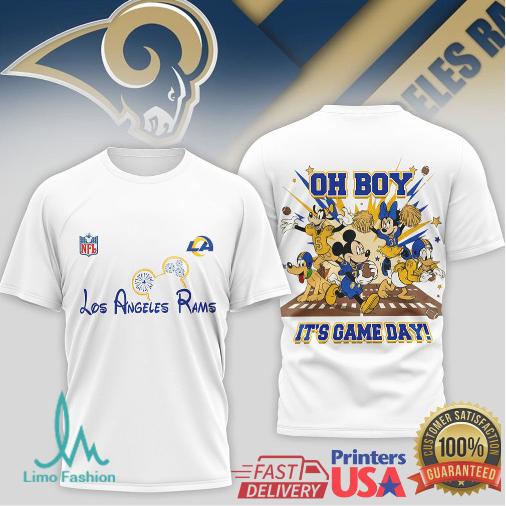 Los Angeles Rams Disney Mickey Mouse Game Day Collection T Shirt - Limotees LLC