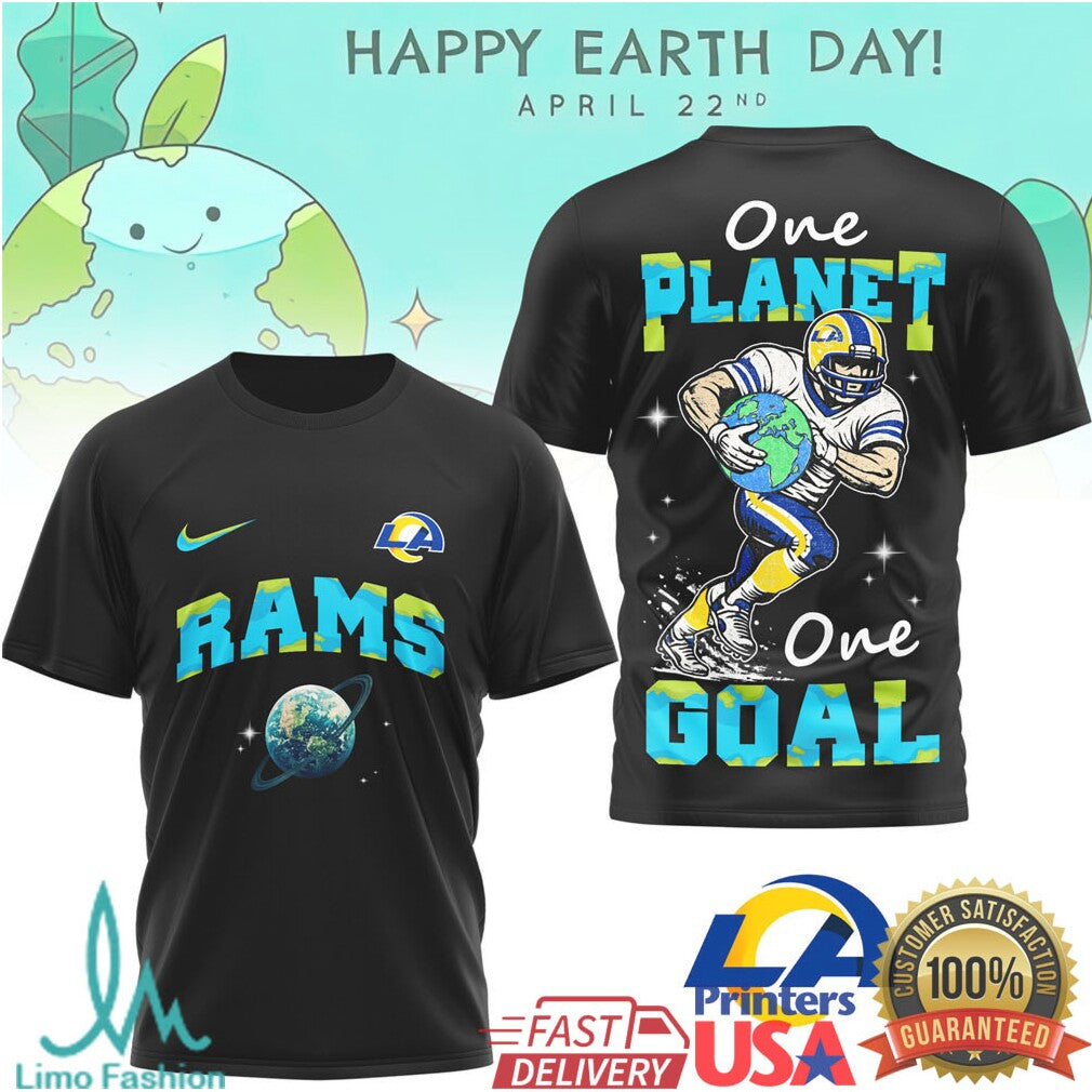 Los Angeles Rams Earth Day One Planet One Goal Football T Shirt - Limotees LLC