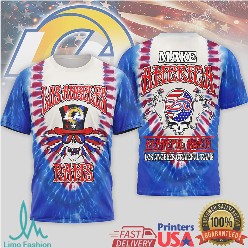 Los Angeles Rams Grateful Dead Tie Dye Americana T Shirt - Limotees LLC