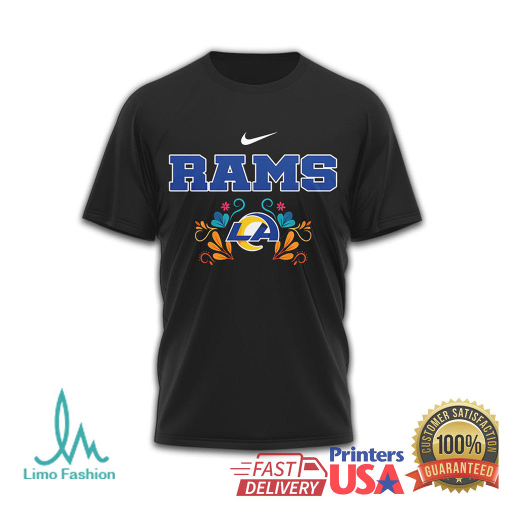 Los Angeles Rams Hasta la Muerte Sugar Skull Day of the Dead T Shirt - Limotees LLC