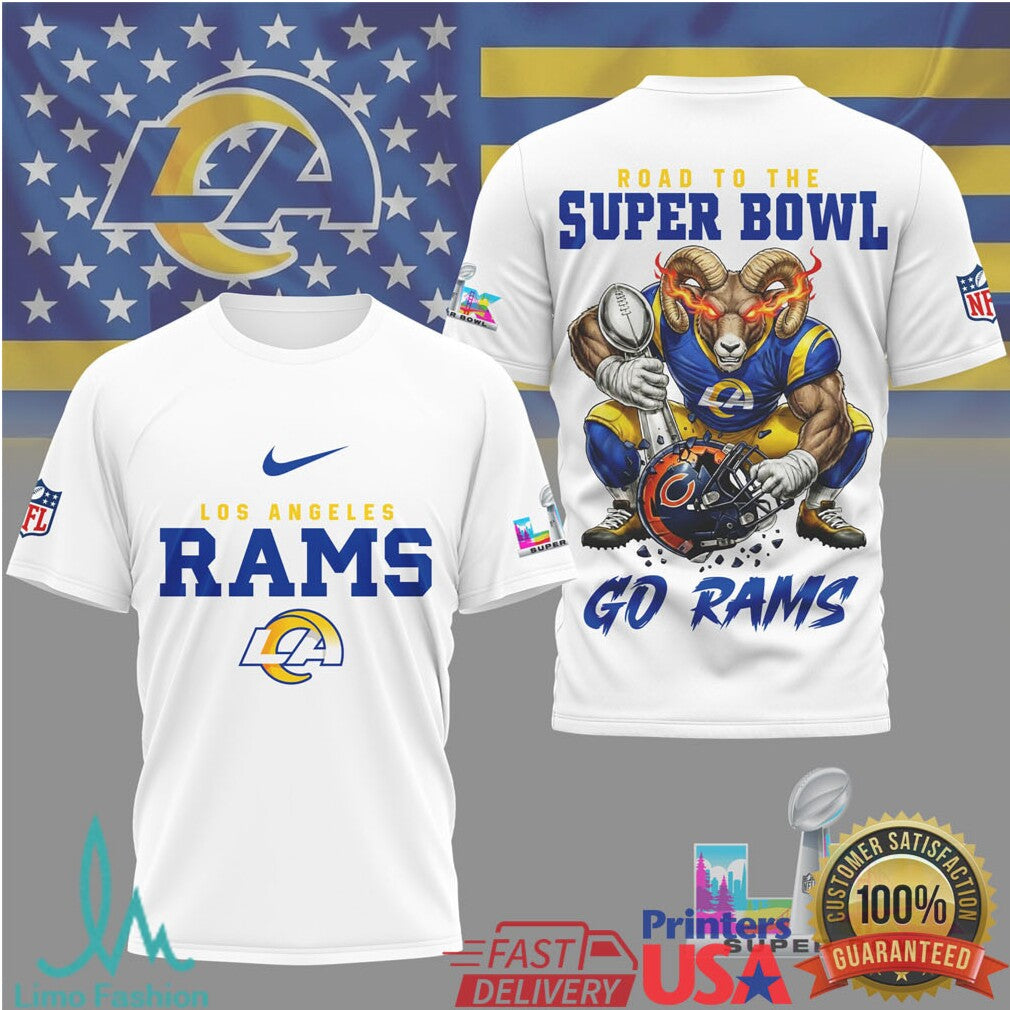 Los Angeles Rams Official Bad Bunny NFL Road To Super Bowl 3D Shirt - Limotees LLC