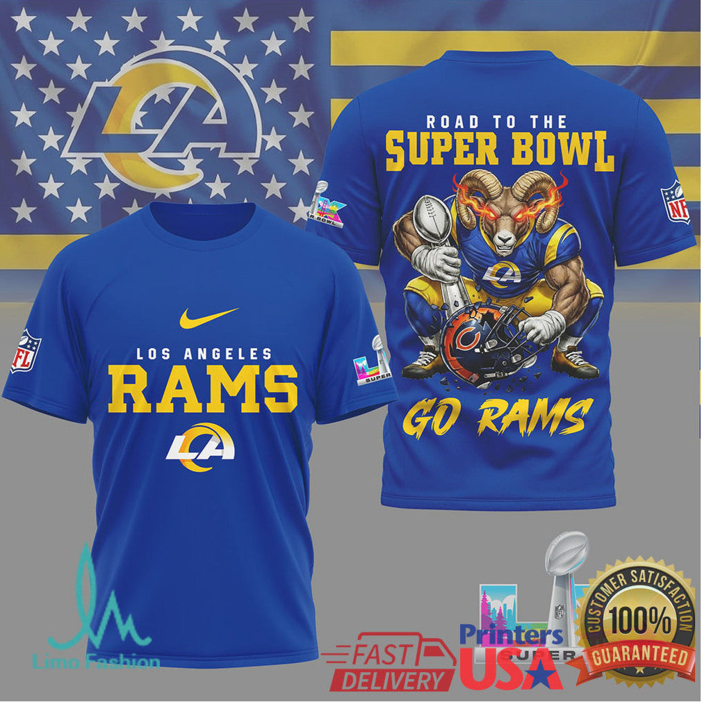 Los Angeles Rams Official Bad Bunny NFL Road To Super Bowl 3D Shirt - Limotees LLC