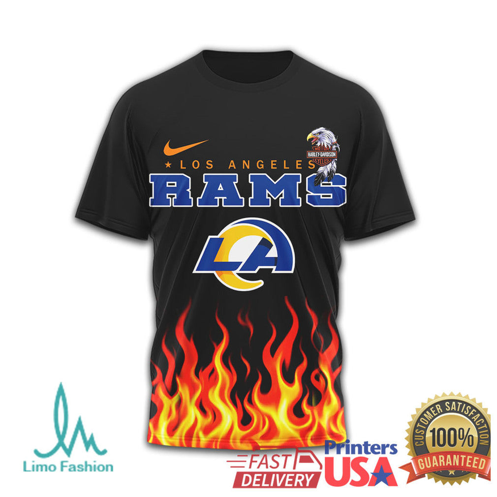 Los Angeles Rams Official NFL Eagle Harley Davidson 3D Shirt - Limotees LLC
