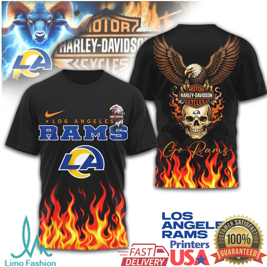 Los Angeles Rams Official NFL Eagle Harley Davidson 3D Shirt - Limotees LLC