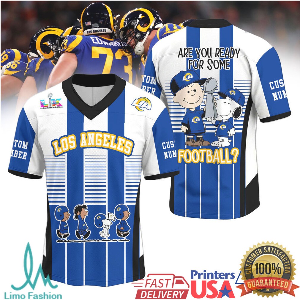 Los Angeles Rams Peanuts Charlie Brown Snoopy Football Jersey - Limotees LLC