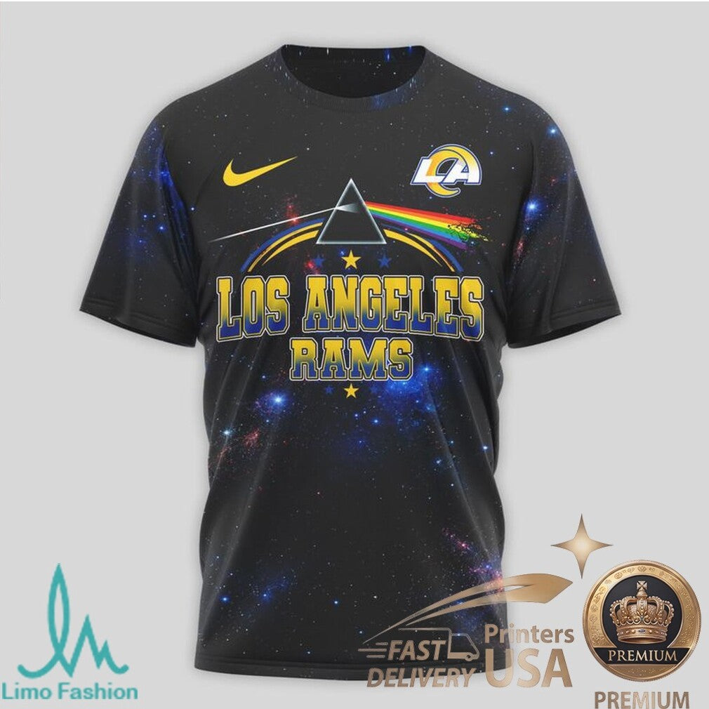 Los Angeles Rams Pink Floyd Galaxy Style Football T Shirt - Limotees LLC