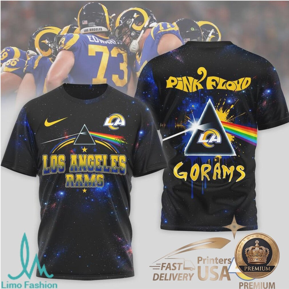 Los Angeles Rams Pink Floyd Galaxy Style Football T Shirt - Limotees LLC