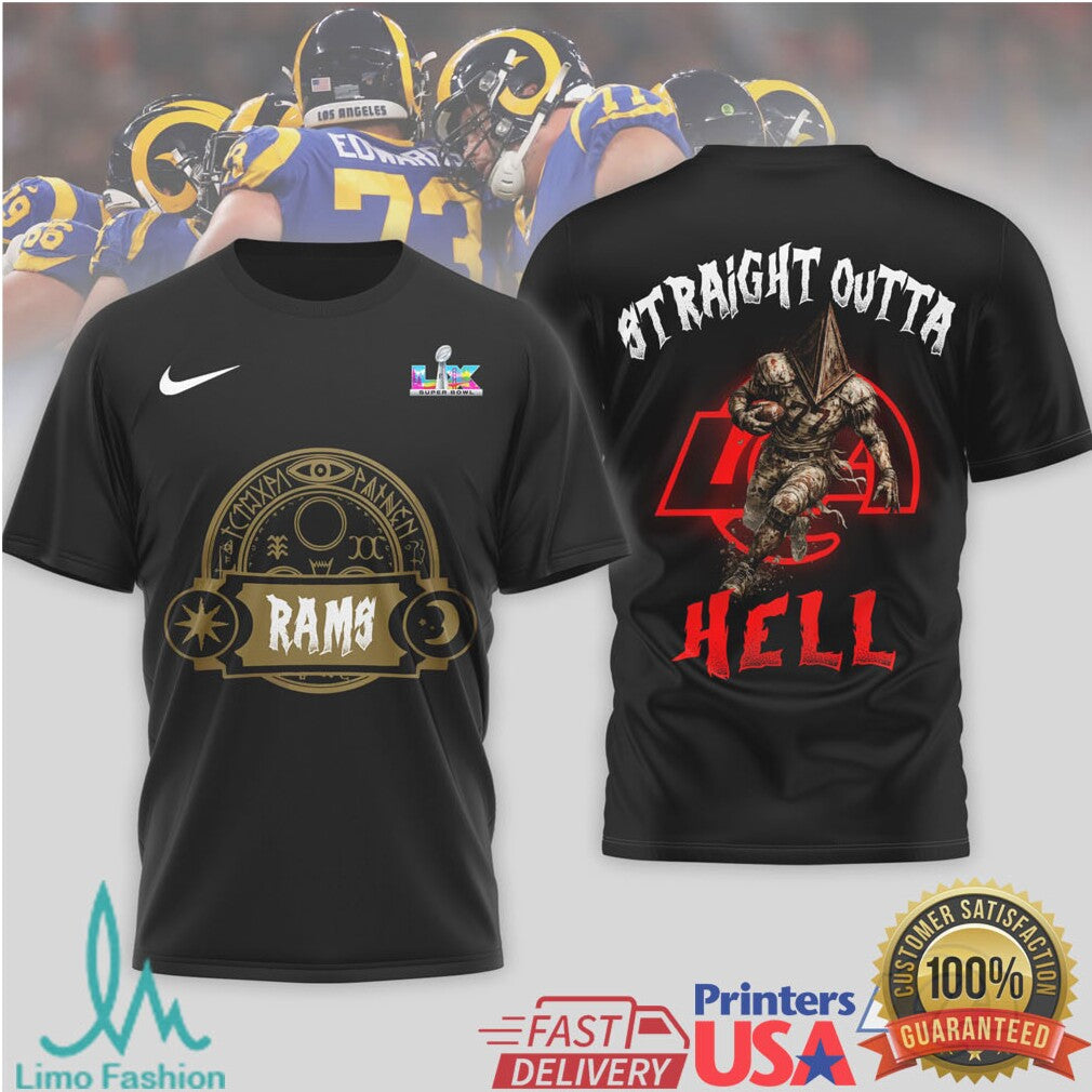 Los Angeles Rams Straight Outta Hell Gothic NFL Fan Tee - Limotees LLC