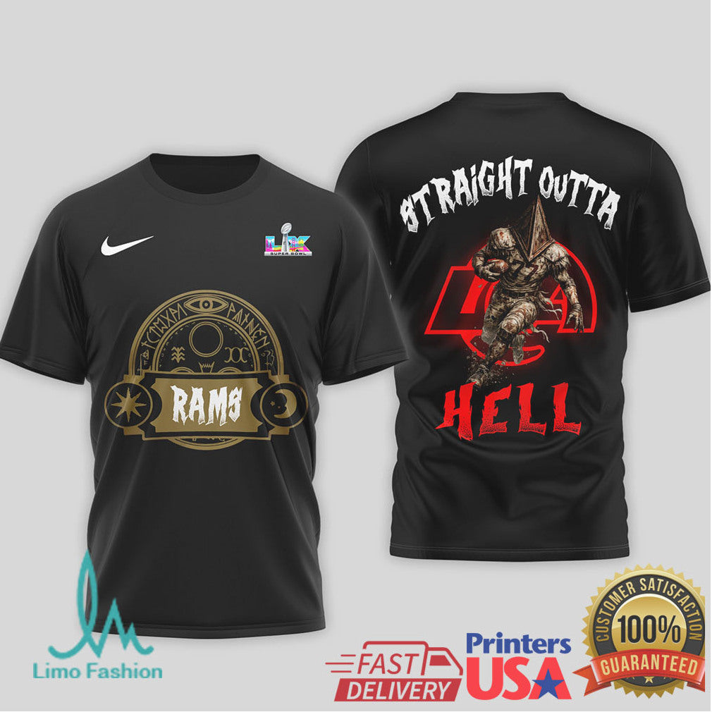 Los Angeles Rams Straight Outta Hell Gothic NFL Fan Tee - Limotees LLC