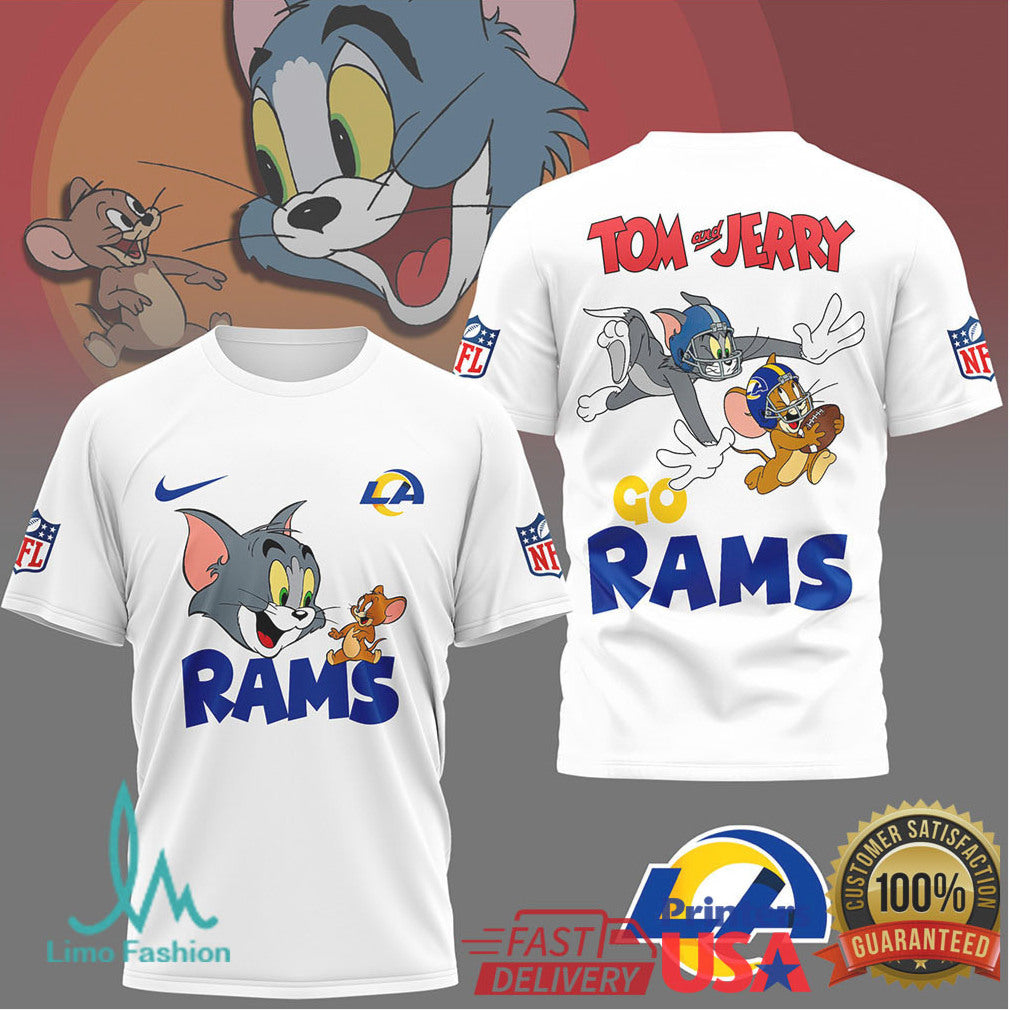 Los Angeles Rams Tom and Jerry NFL Cartoon Graphic T shirt - Limotees LLC