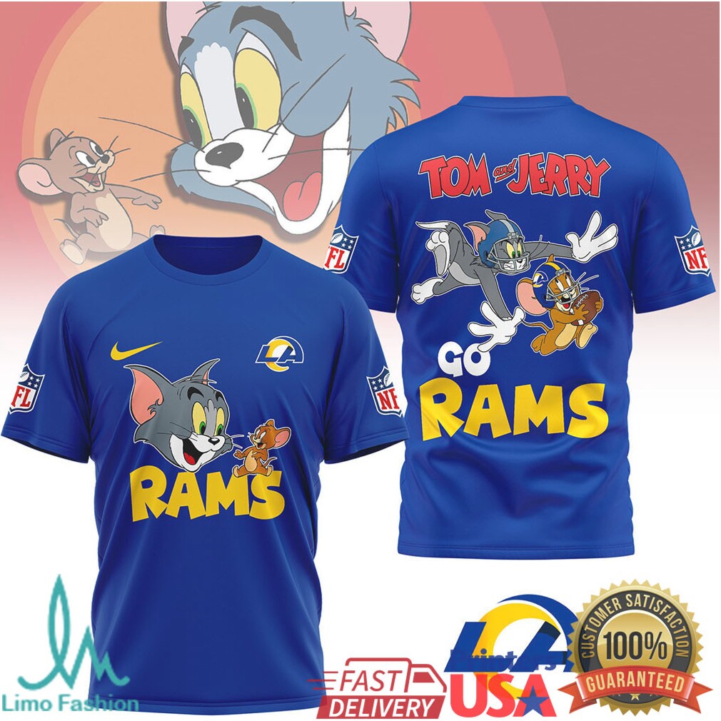 Los Angeles Rams Tom and Jerry NFL Cartoon Graphic T shirt - Limotees LLC