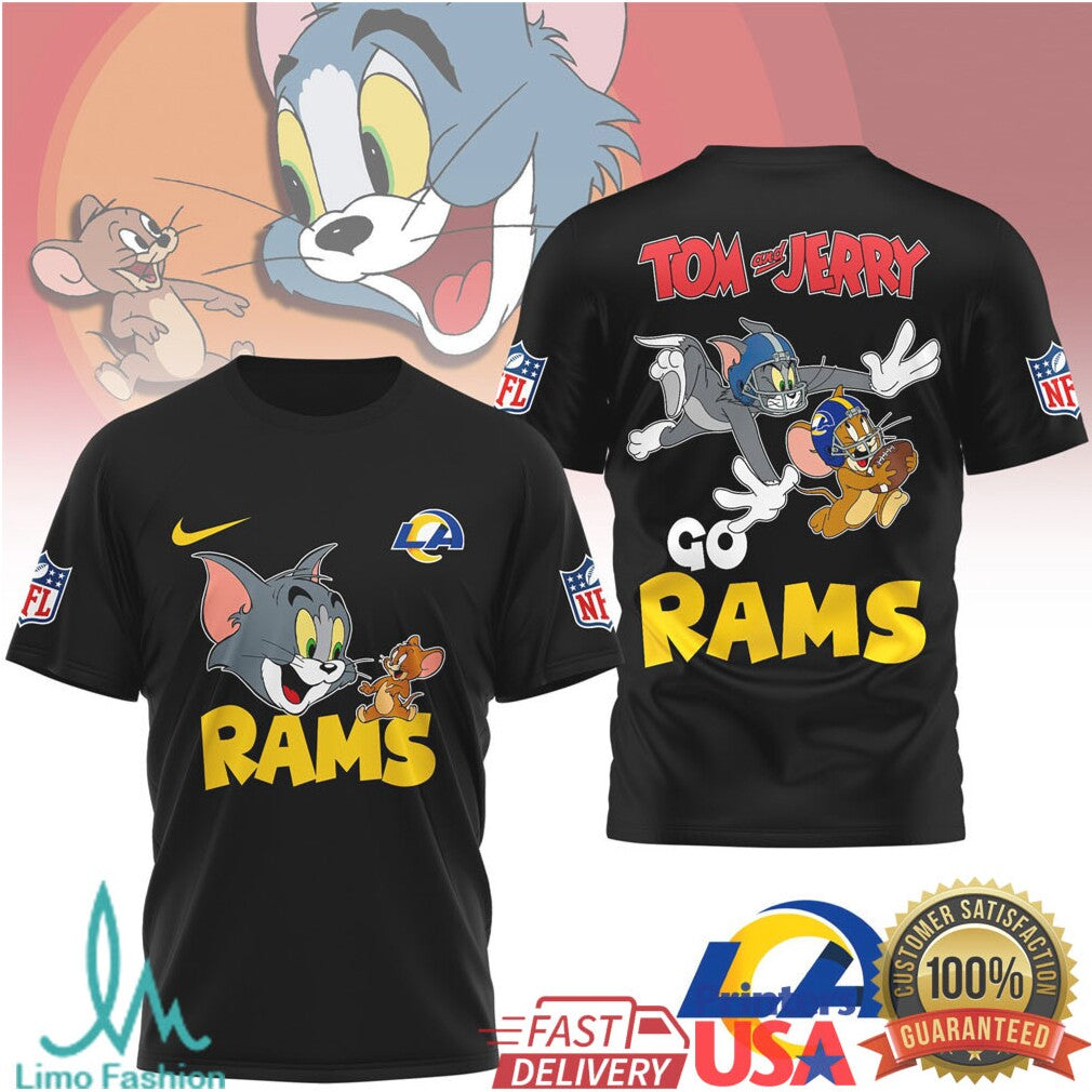 Los Angeles Rams Tom and Jerry NFL Cartoon Graphic T shirt - Limotees LLC