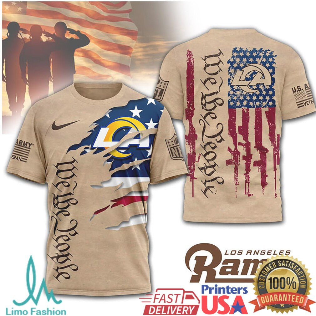 Los Angeles Rams We The People Patriotic Military Tan T Shirt - Limotees LLC
