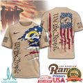 Los Angeles Rams We The People Patriotic Military Tan T Shirt - Limotees LLC