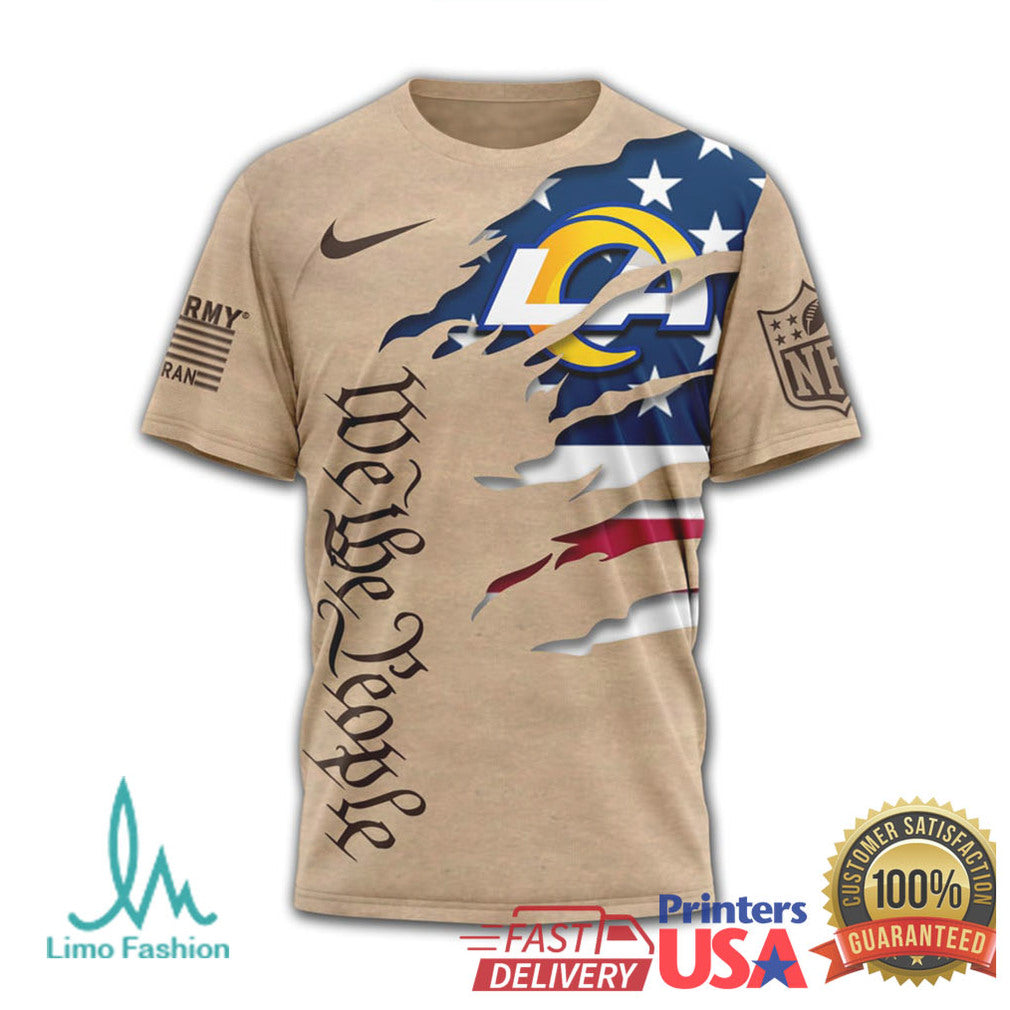 Los Angeles Rams We The People Patriotic Military Tan T Shirt - Limotees LLC