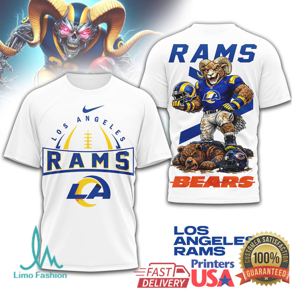 Los Angeles Rams vs. Chicago Bears Rivalry Mascot Battle T Shirt - Limotees LLC