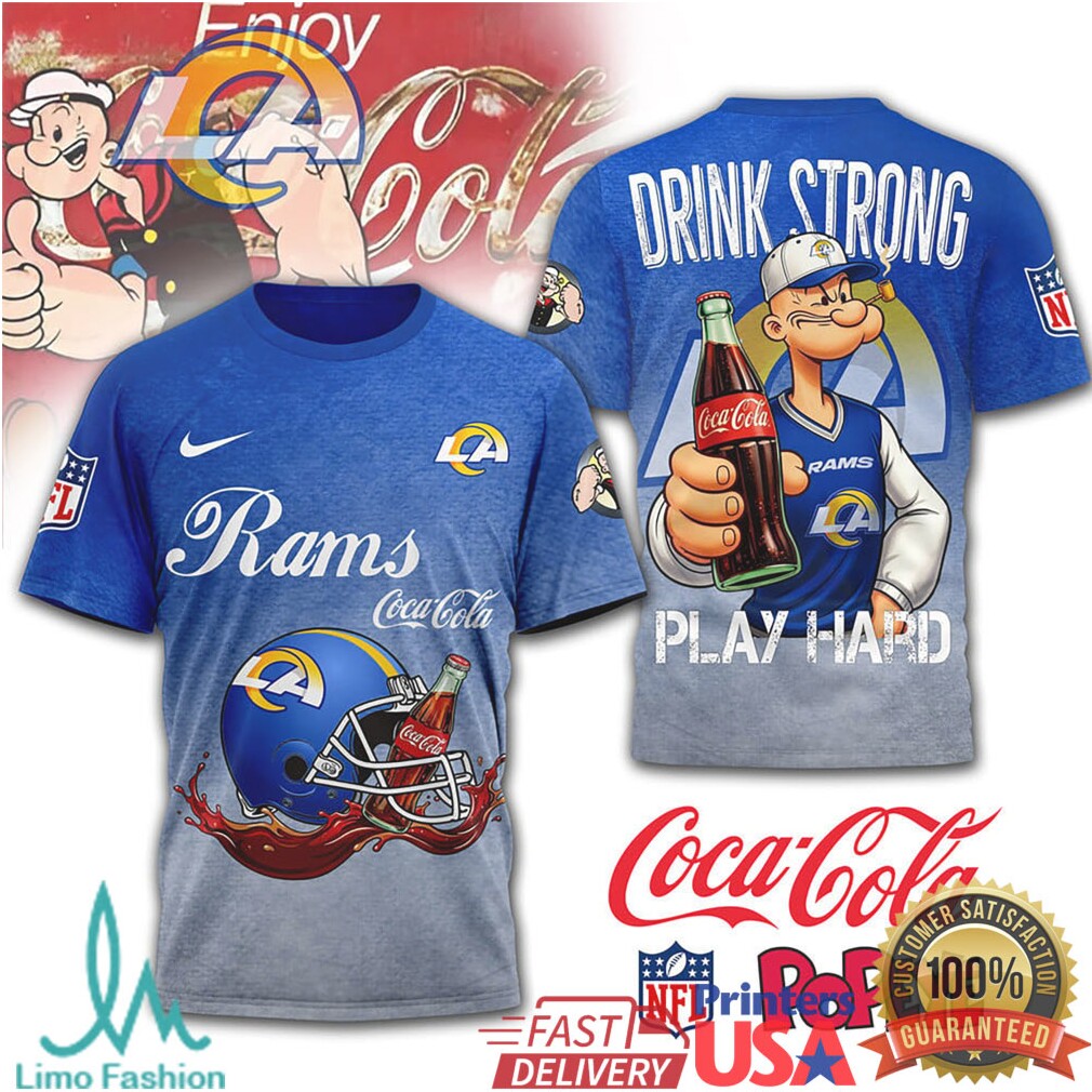 Los Angeles Rams x Coca Cola Popeye “Drink Strong Play Hard” T Shirt - Limotees LLC