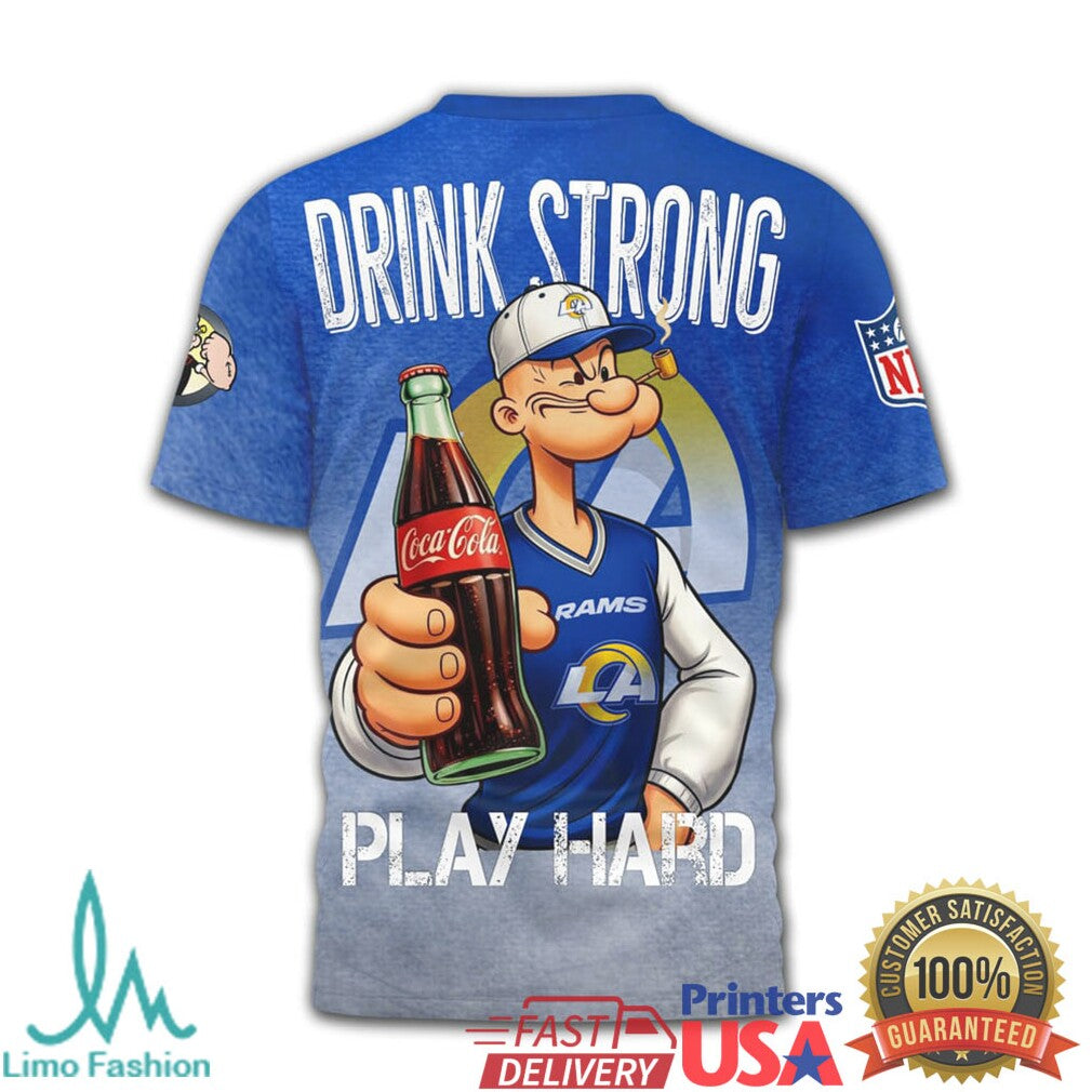 Los Angeles Rams x Coca Cola Popeye “Drink Strong Play Hard” T Shirt - Limotees LLC